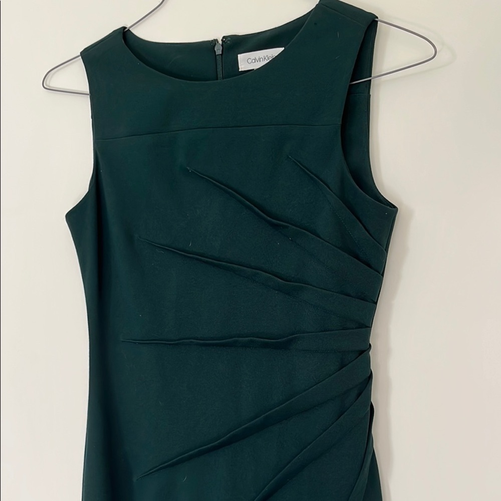 Calvin Klein Forest Green Sleeveless Sheath Midi Dress
